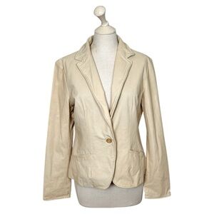 Jakett New York Leather Beige Blazer Jacket